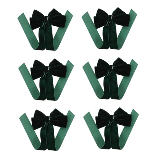 DEARMAMY 6 Stück Teiliges Samt Haarschleifen mit Langen Bändern Weiche Schonende Haarspangen für Mädchen Eleganter Haarclip für Festtage Alltag und Formelle Anlässe Grüne Farbvariante von DEARMAMY