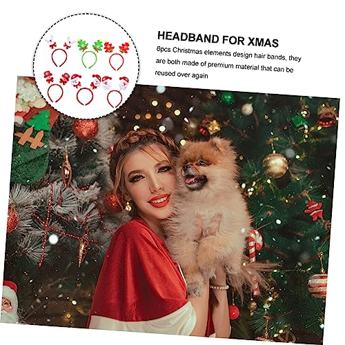 DEARMAMY 6 Stück Teiliges Weihnachts Haarband mit Beweglichen Cartoon Elementen Farbecht Bequem für Erwachsene für Weihnachtsfeiern Schulveranstaltungen Familienfeste von DEARMAMY