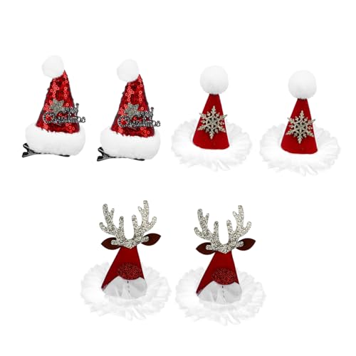 DEARMAMY 6 Stück Teiliges Weihnachts Haarclips für Hübsche Haaraccessoires im Hutdesign für Weihnachten Partys und Festliche Anlässe von DEARMAMY