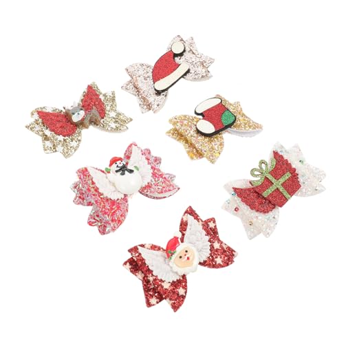DEARMAMY 6 Stück Teiliges Weihnachts Haarspangen Glitzernde Schleifen Haarklammern Festliche Haarschmuck Barettes für Mädchen Langlebig und Rutschfest für Party und Alltag von DEARMAMY