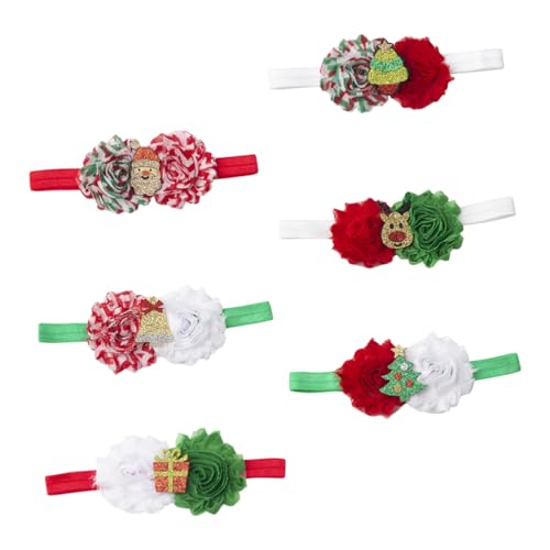 DEARMAMY 6 Stück Teiliges Weihnachts Stirnband für Mädchen Elastisches Haarschmuck Festlich Komfortabel Dehnbar für und von DEARMAMY
