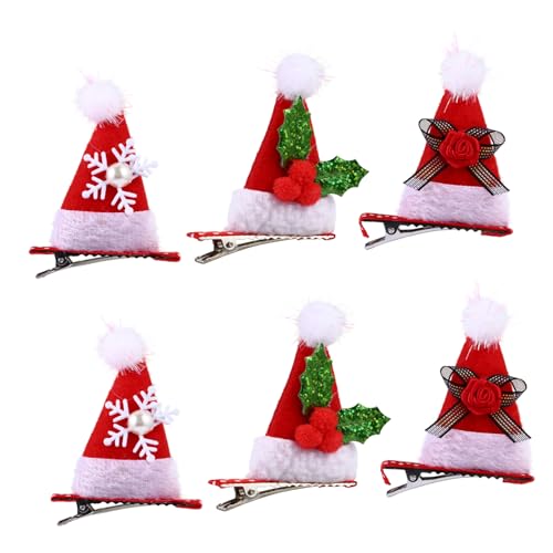 DEARMAMY 6 Stück Teiliges Weihnachtsmützen Haarspangen für Bunte Haarclips Festlich Rutschfest Weihnachtliche Haarschmuck Accessoires für Weihnachtsfeier von DEARMAMY