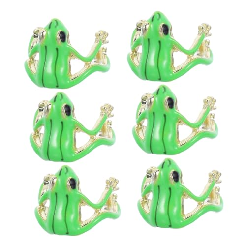 DEARMAMY 6stücke Verstellbarer Froschring Für Frauen Süßer Grüner Kawaii-tierring Lustiges Harz-accessoire Mit Offenem Design Als Schlüsselanhänger Oder Vintage-schmuck von DEARMAMY