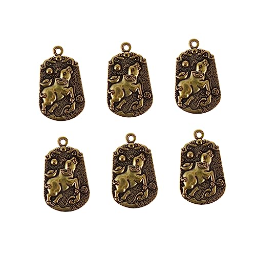 DEARMAMY 6 Stück Vintage Messing Anhänger mit Tierkreiszeichen Ochse Retro DIY Schmuckanhänger für Halskette Schlüsselanhänger Handwerkszubehör DEARMAMY 6 Stück Vintage Messing Anhänger mit Tierkreiszeichen Ochse Retro DIY Schmuckanhänger für Halskette Schlüsselanhänger Handwerkszubehör von DEARMAMY
