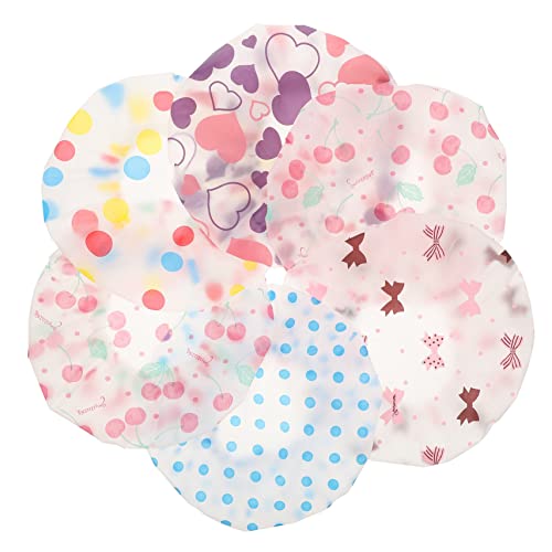 DEARMAMY Duschhaube für Kinder 6 Stück Elastisch und Wiederverwendbare Badehaube für Mädchen mit Bunten Cartoon Motiven Haarschutz Beim Baden und Duschen von DEARMAMY