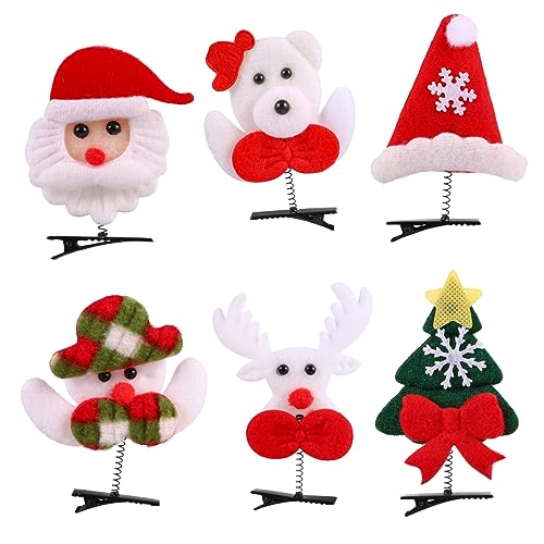 DEARMAMY 6stücke Weihnachts-haarspangen Mit Motiven Wie Weihnachtsmann Reh Baum Und Schneemann Haarnadeln Für Mädchen Party Und Fotografie Zubehör von DEARMAMY