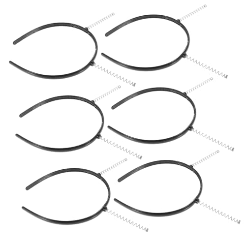 DEARMAMY 6 Stück Zubehör für Stirnbänder Stirnband mit Kammzähnen Trainieren einfach Bands klein Haarkamm-Stirnbänder für Damen Spa-Stirnband für Frauen Plastik Black von DEARMAMY