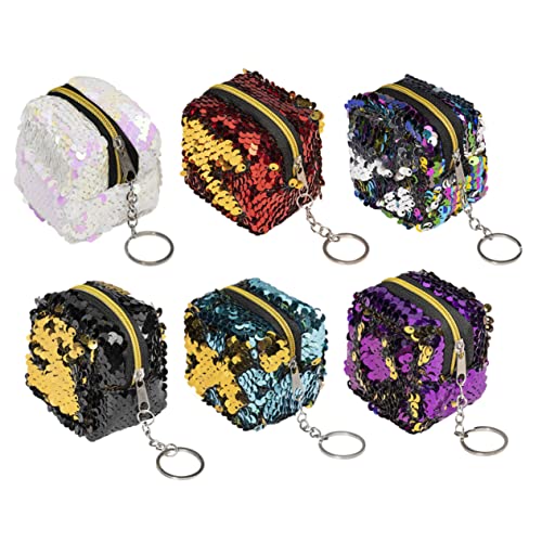 DEARMAMY 6 Teiliges Münzgeldbörsen Geldbeutelchen Für Damen Kleine Geldbeutel Für Die Haushaltsplanung Reißverschlusstasche Handtaschen Für Damen Durchsichtige Clutch Mit von DEARMAMY