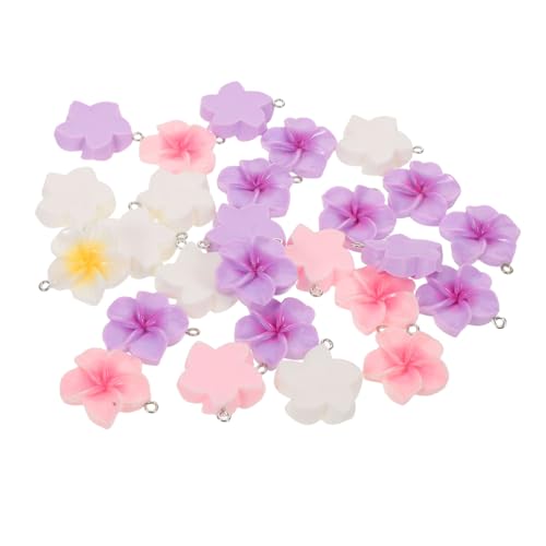 DEARMAMY 60 Stück Fünf-petal Resin Blumenanhänger Bunte Tropische Plumeria Charms Leichtes Schmuckzubehör für Armbänder Halsketten DIY Sommerstil von DEARMAMY