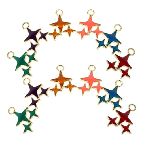 DEARMAMY 60 Stück Teiliges Sternanhänger Legiertem Material mit Transparentem Öltropf Finish Langlebig und Elegant Glänzend für Schmuckherstellung Diy Ohrringe Halsketten Armbänder und von DEARMAMY