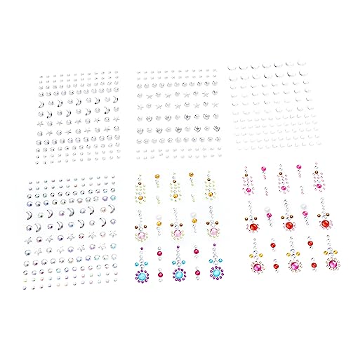 DEARMAMY 6Blätter Edelsteine Aufkleber Für Augenbrauen Und Wasserfeste Gesicht Dekoration Für Maskenball Und Partys Glitzernde Juwelen Für Make Up Looks von DEARMAMY