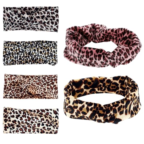 DEARMAMY 6stücke Sports Stirnband Für Damen Workout Stirnband Mit Leopardenmuster Schweißband Sport Haarband Für Laufen Fitness Yoga Sporthaarband Haarbänder Für Damenhaar von DEARMAMY
