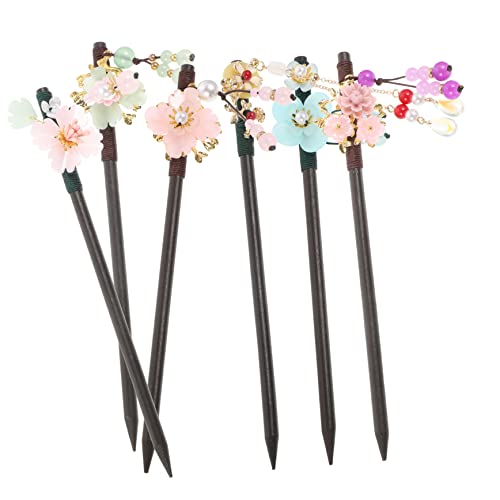 DEARMAMY 6stücke Holz Haarnadeln Chinesisch Haarstäbchen Vintage Haarspangen Für Frauen Langhaar Haarnadeln Haaraccessoires Für Hochzeit Party Ball von DEARMAMY