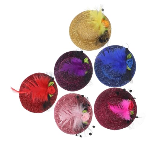 DEARMAMY 6stücke Mini Hut Haarspangen Federkopfschmuck Delikate Federhut Form Haarspangen Polyester Material Für Party Hochzeit Geburtstag Weihnachten von DEARMAMY