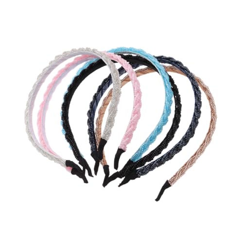 DEARMAMY 6stücke Schmuck-stirnband Damen-kopfbedeckung Mode-frisuraccessoire Geflochtene Perlen-stirnband Für Hochzeit Party Blau Rosa Silber Dunkelblau Schwarz von DEARMAMY