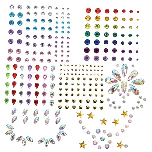 DEARMAMY 7 Sets Strass Gesicht Patch Körper Aufkleber Edelsteine ​​Strass Kristalle Juwelen Gesicht Acryl von DEARMAMY