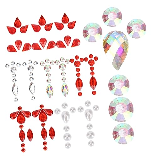 DEARMAMY 7blätter Gesicht Edelsteine Aufkleber Selbstklebende Juwelen Für Braut Partyszubehör Einzigartige Dekoration Für Festivals Halloween Und Cosplay von DEARMAMY