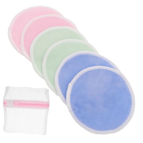 DEARMAMY 7stücke Bambusfaser-pads Make-up-entferner-pad Wiederverwendbar Gesichtspuff Für Hautpflege Daily Use Mit Aufbewahrungstasche Blau Grün von DEARMAMY