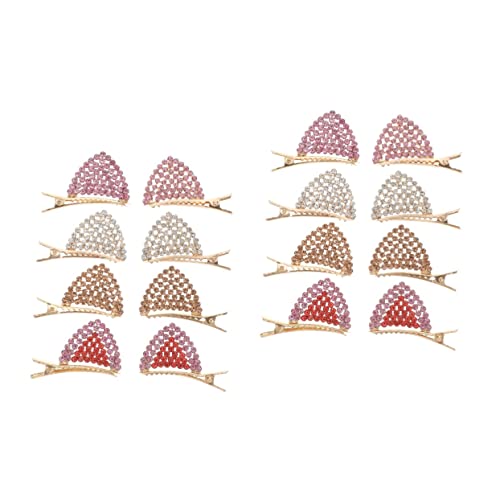 DEARMAMY 8 Paare Katzenohren Haarklammern mit Funkelnden Strasssteinen Bunte Glitzer Haarspangen für Damen und Langlebige Hautfreundliche Haarschmuck für Alltag und Party von DEARMAMY