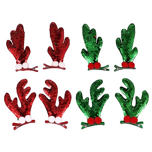 DEARMAMY 8 Stück Teiliges Weihnachts Haarclip mit Glitzernden Rentiergeweihen Süßer Haarschmuck für Mädchen Langlebige Stoffe Festlicher Kopfschmuck für Party und Karneval von DEARMAMY