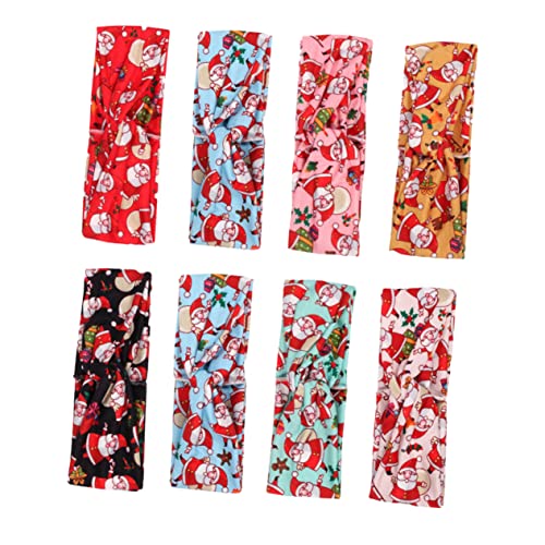 DEARMAMY 8 Stück Teiliges Weihnachts Stirnband mit Elastischen Haarbändern Festliche Muster Vielseitig für Spa Yoga Make Up Bequem und Haarschonend Geschenkidee für Mädchen und Frauen von DEARMAMY