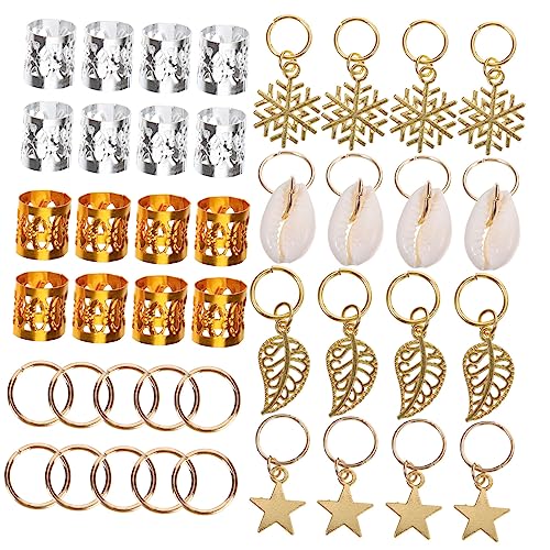 DEARMAMY 80 Stück Schmuck für Dreadlock Ringe Haar Haarschmuck Zopfaccessoires für Zöpfe und Dreadlocks Einfach zu Verwenden für Verschiedene Anlässe von DEARMAMY