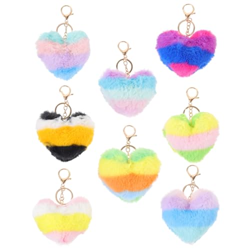 DEARMAMY 8St Dekorativer Taschenanhänger Karte einziehbar Brief Gürtel Schlüsselbänder kuschelig Herzform Schlüsselanhänger Damen für Autoschlüssel ästhetischer Schlüsselanhänger Kunstfell von DEARMAMY