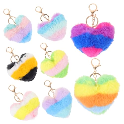 DEARMAMY 8st Dekorativer Taschenanhänger Schlüssel Kette Karabiner Gürtel Zubehör Brief Reize Halter Karte Einziehbar Plüsch Gedrückt Geldbeutel-anhänger Geldbörse Charme Kunstfell von DEARMAMY