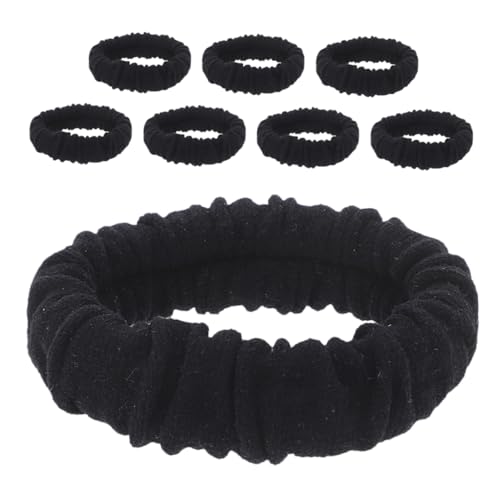 DEARMAMY 8stücke Schwarze Haargummis Aus Samt Elastisch Für Sensibles Haar Haarknotenhalter Praktisch Für Damen Und Mädchen Haarstyling-tools von DEARMAMY