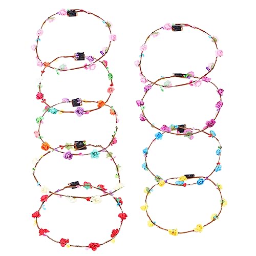 DEARMAMY 9stücke Leuchtende Blumenkronen Stirnbänder Für Party Blumen Stirnband Kopfbedeckung Für Frauen Mädchen Junge Mädchen Hochzeit Weihnachts Geburtstag Gemischte Farben von DEARMAMY