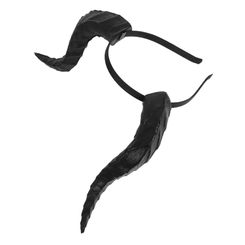 DEARMAMY Abnehmbares Horn Haarreif Halloween Kostüm Zubehör für Damen Herren Schwarze Abnehmbare Kuhhörner Leichtes Pu-material für Cosplay Karneval Gothic Partys von DEARMAMY