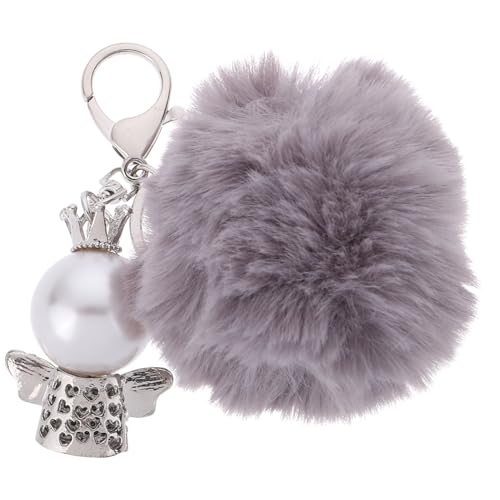 DEARMAMY Angel Keychain Red Car Accessoires Auto Wallet Schlüsselbund des Deckels Accessoires Für Mädchen Auto Luxuszubehör Girl Accessoires Plüsch Keychain Locket Zinklegierung Grau von DEARMAMY