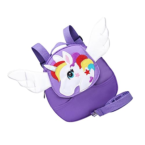 DEARMAMY Anti-Verlust-Rucksack Partytaschen Kinderrucksäcke Handtasche für kleine Mädchen Schulranzen zeichentasche Schultaschen Mode -Rucksack hochwertiger Stoff Violett von DEARMAMY