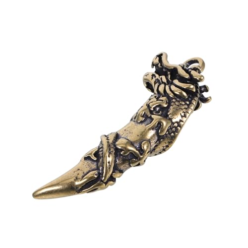 DEARMAMY Antiker Wolfzahn Schlüsselanhänger Messing mit Drachenkopf Detailliertes Design für Diy Projekte Schmuckherstellung Accessoire für Handtaschen von DEARMAMY