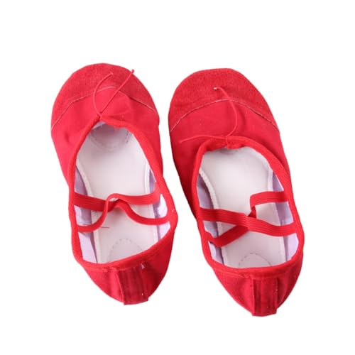 DEARMAMY Antirutsch Ballettschuhe Erwachsene Rote Yogaschuhe Leicht Elastisch Halbschuhe Für Ballett Jazz Modern Tanz von DEARMAMY