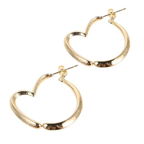 DEARMAMY Herzförmige Creolen Aus Metall in Asymmetrischem Design Große Ohrhänger Für Damen Passend Zu Lässigen Und Formellen Outfits Anlaufbeständige Oberfläche Geeignet Als von DEARMAMY