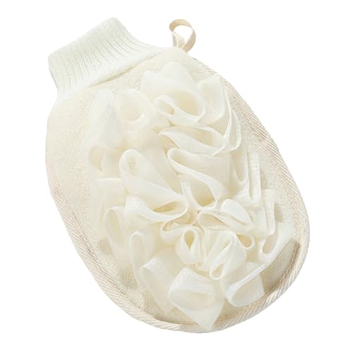 DEARMAMY Badetuch Schrubben Peeling Waschen Badhandschuhe Hautscheuerhandschuh Schrubbhandschuhe Hautreinigungsmittel Hautreinigungshandschuhe Bad-massage-handschuhe Badefäustlinge Flachs von DEARMAMY