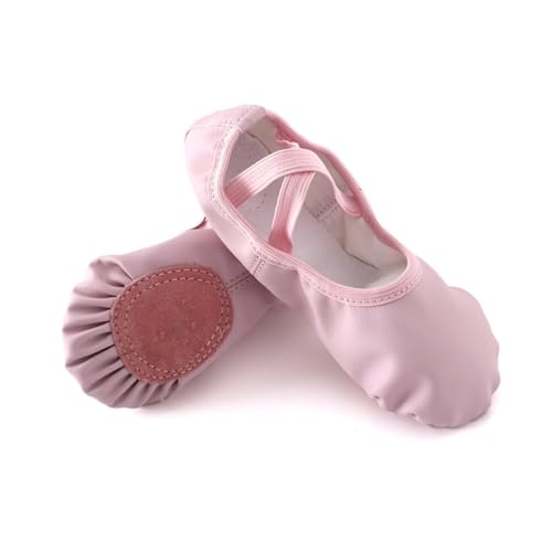 DEARMAMY Ballettschuhe für Elastischem Riemen Leichte und Atmungsaktive Tanzschläppchen mit Rutschfester Halbsohle für Ballett Yoga Jazz und Moderne Tanzpraxis Rosa von DEARMAMY