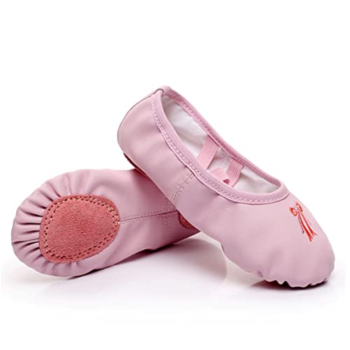 DEARMAMY Ballettschuhe mit Rutschfester Ledersohle Elastischem Band Atmungsaktiv Leicht und Komfortabel für Yoga Ballett und Tanztraining von DEARMAMY