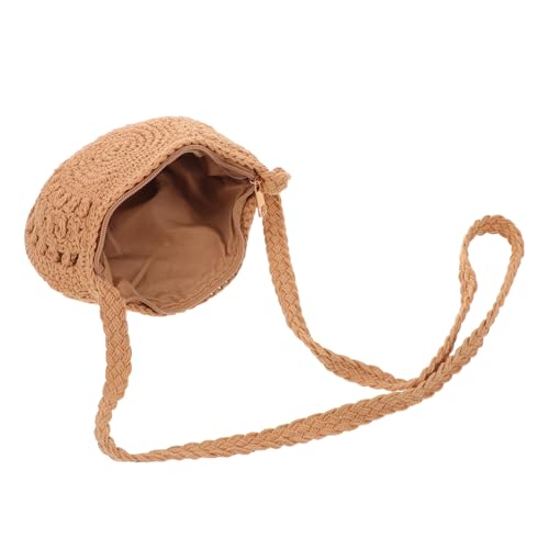 DEARMAMY Baumwoll handgefertigte gewebte Beutel Gewebbärbung Schulter-Aufbewahrungstasche handgewebte Umhängetasche Brieftasche zur Kartenaufbewahrung gewebte Handtasche Light Brown von DEARMAMY