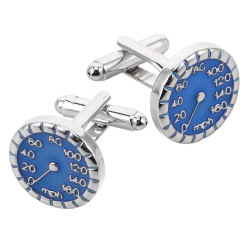 DEARMAMY Tachometer-motiv Manschettenknöpfe Aus Metall Für Herren Formelle Anlässe Geschäftstreffen Hochzeit Blauer Farbton Auto-inspiriertes Design Robuste Metallkonstruktion Accessoires f von DEARMAMY