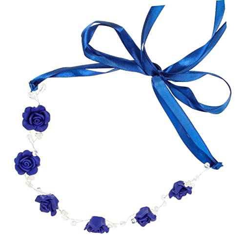 DEARMAMY Blaues Rosen Pearl Haarband mit Kristallen Hochzeitsaccessoire für Bräute Haarschmuck für Feste und Besondere Anlässe Bequem und von DEARMAMY