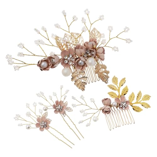 DEARMAMY Blumen-haarkämme Und Haarnadeln Mit Strass Seitenkämme Zum Stylen Für Brautschmuck Und Hochzeitsfrisuren Haar-accessoires Mit Perlenverzierung von DEARMAMY