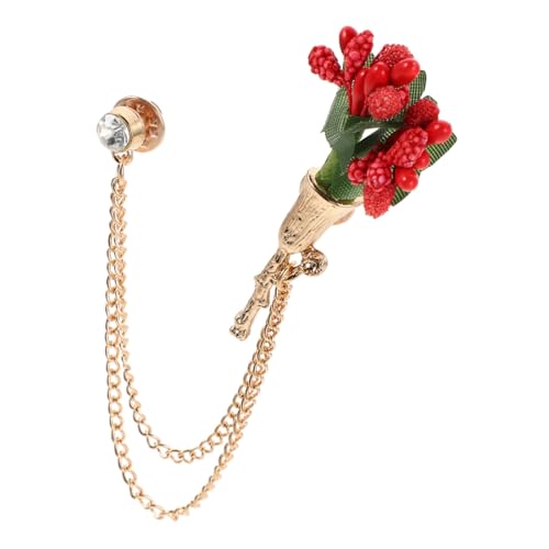 DEARMAMY Blumenkettenbrosche Blumenbrosche Antike Pullover Clip Reversnadel Mit Kette Quastenkettenbrosche Blumennadel Für Kleidung Formelle Reversnadel Braut von DEARMAMY