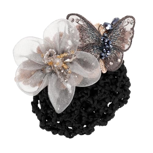 DEARMAMY Blumenkopf Haarspange Mädchen Netz Damen Haargummi Dutt Zubehör Netz Für Haare Hellgrau Eisen von DEARMAMY