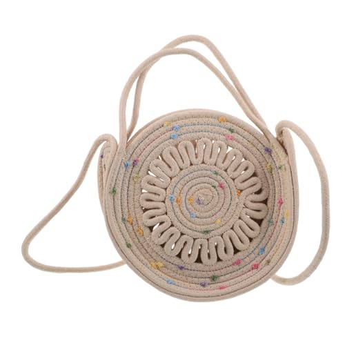 DEARMAMY Boho Crossbody Umhängetasche Baumwollseil Handtasche mit Verstellbarem Riemen Kleine Sommerliche Schultertasche für Frauen Vielseitig Tragbare Bohemian Sling Bag für Strand von DEARMAMY