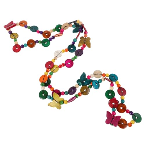 DEARMAMY Boho Ethno Halskette Kokosnussschale mit Bunten Schmetterlingsscheiben Mehrlagig Handgefertigt Flexible Tragemöglichkeiten Modischer Schmuck für Damen von DEARMAMY