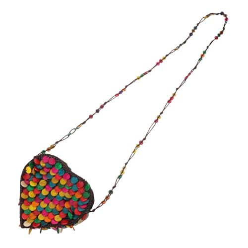 DEARMAMY Boho Handtasche Boho Umhängetasche Kokosnussschalen Schultertasche Kokosnussschalen Ethno Tasche Bohemian Gewebte Tasche Western Umhängetasche Für von DEARMAMY
