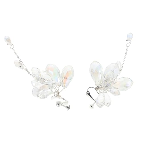 DEARMAMY Tropfenform Ohrclips Mit Strassquasten Für Frauen Hochzeitsohrringe Ohne Bohren Clip-ohrhänger Mit Kristallen Für Braut Und Brautjungfer von DEARMAMY