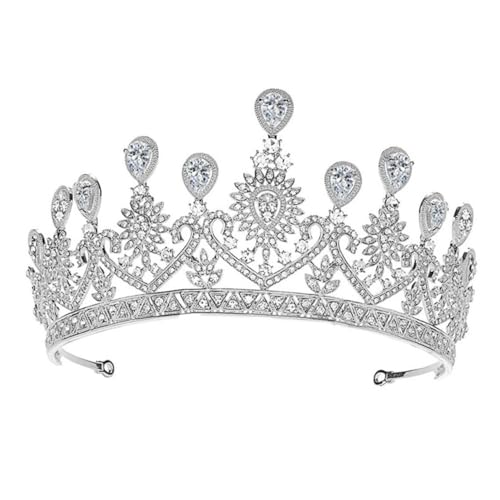 DEARMAMY Braut Tiara Herzförmige Krone aus Zirkoniumlegierung Silber Haaraccessoire für Hochzeit Festliche Anlässe Hochwertige Umweltfreundliche Verarbeitung Modischer Kopfschmuck für Damen von DEARMAMY
